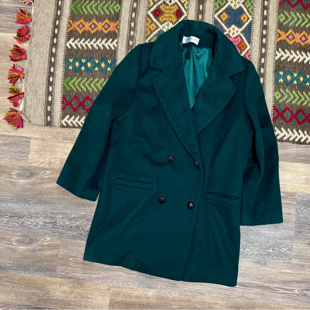 Vintage Brushed Wool Peacoat Size M/L Emerald Green